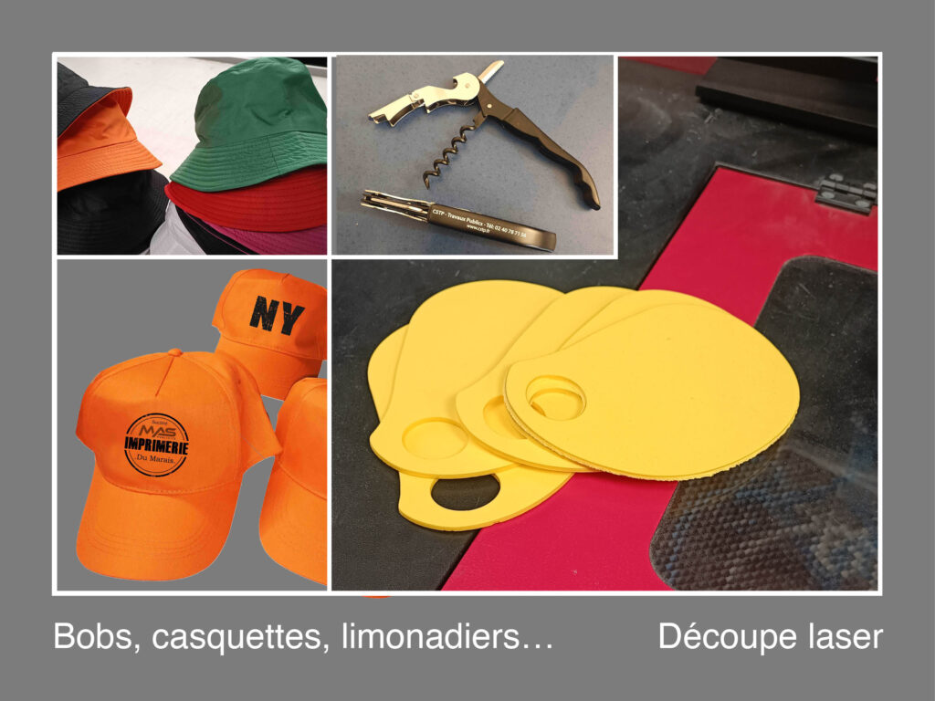 Mas Publicité impression ou gravure bob, casquettes, limonadiers